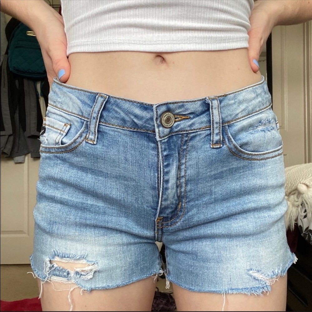 Light Wash Denim Cutoff Shorts